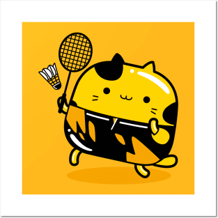 yellow cat badminton player profession Posters and Art